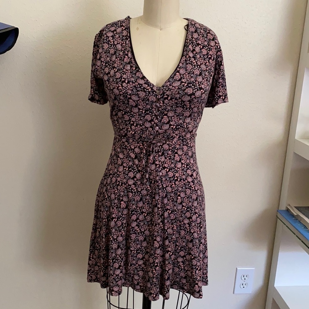 Black and Mauve Floral Dress